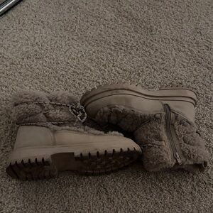 Zara Taupe Fur-Lined Winter Boots